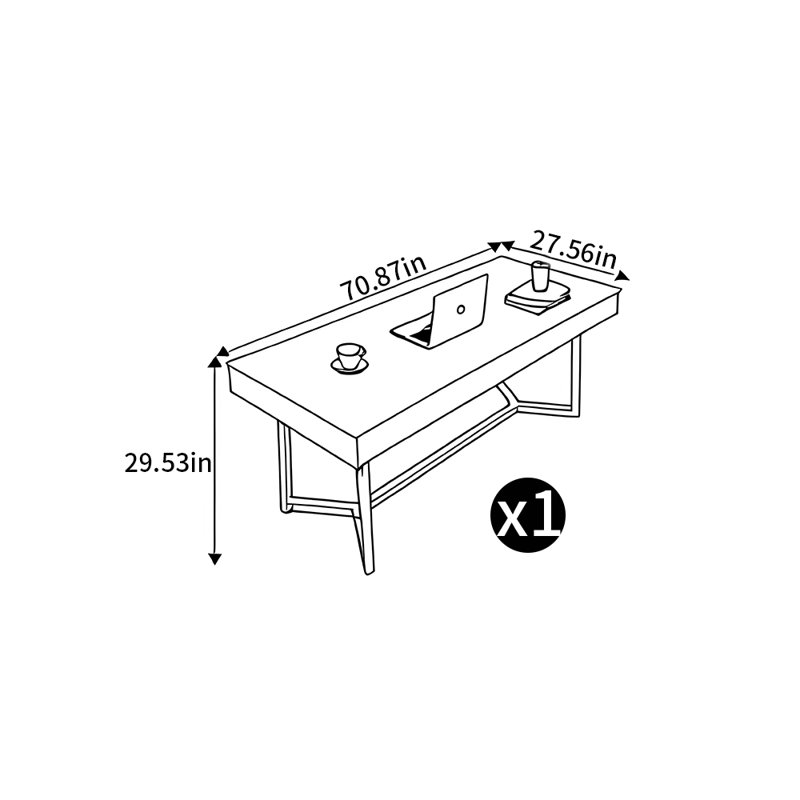 Bureau moderne de style minimaliste, Noir, H 29,53 po x l 70,87 po x P 27,56 po