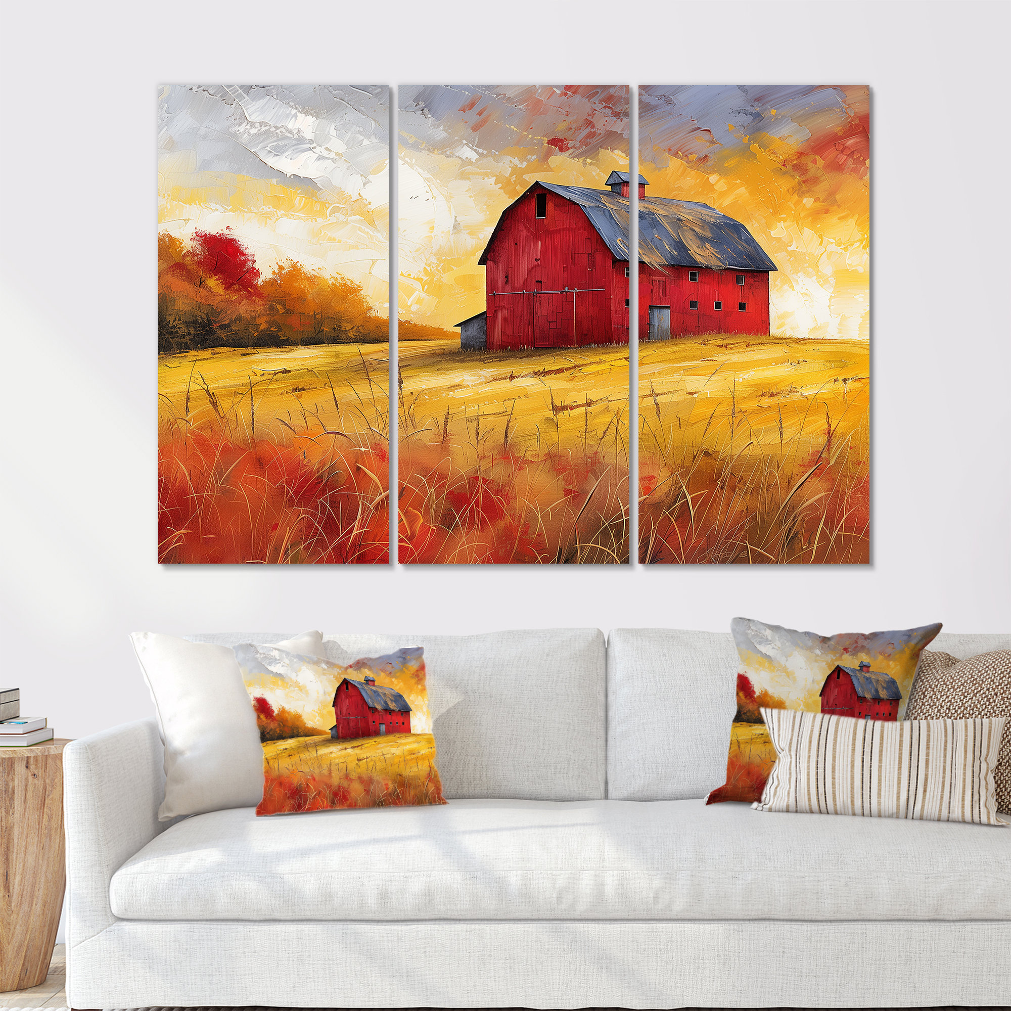 August Grove® Autumn Red Barn Breeze III - Barn Wall Art Set | Wayfair