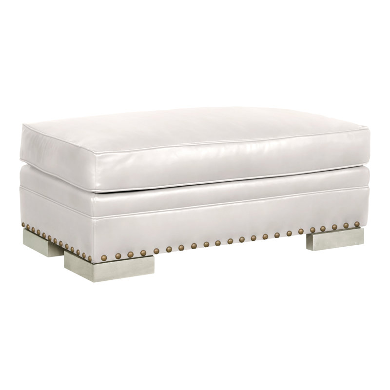 Riverside Upholstered Ottoman, Wrenn, Regent Chalk Genuine Leather, No