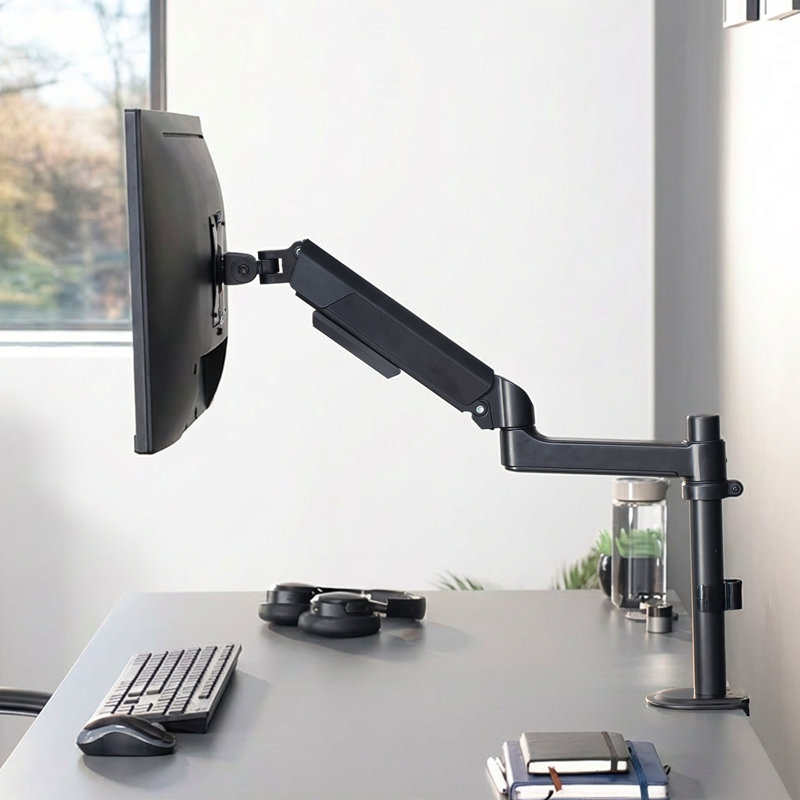 Support de bureau pour moniteur pneumatique à bras simple