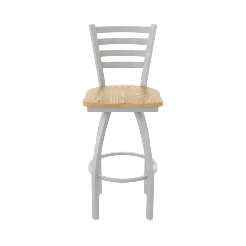 Tabouret pivotant Jackie, Bois - Chêne naturel, Nickel anodisé, Tabouret de comptoir (siège d'une hauteur de 25 p