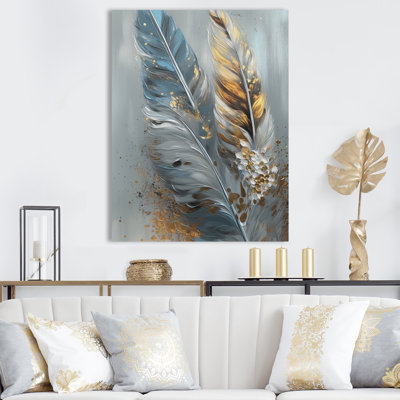 Gwyndolin Gold Feather Wanderlust I On Canvas Print