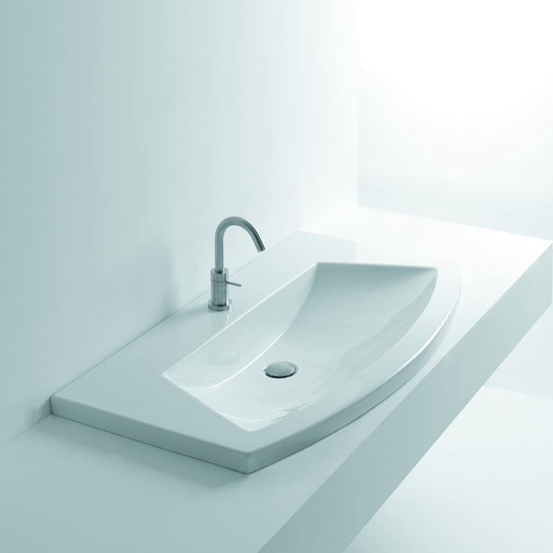 Lavabo de salle de bain encastré spécialisé en céramique Whitestone