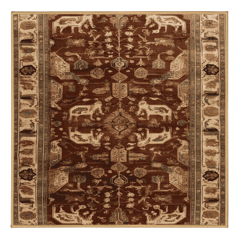 Tapis brun lavable à la machine, Carré 5 pi