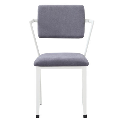 Sleek Grey+White Office Chair With Open Back And Seat Cushion Modern Grey Upholstery For Work Efficiency