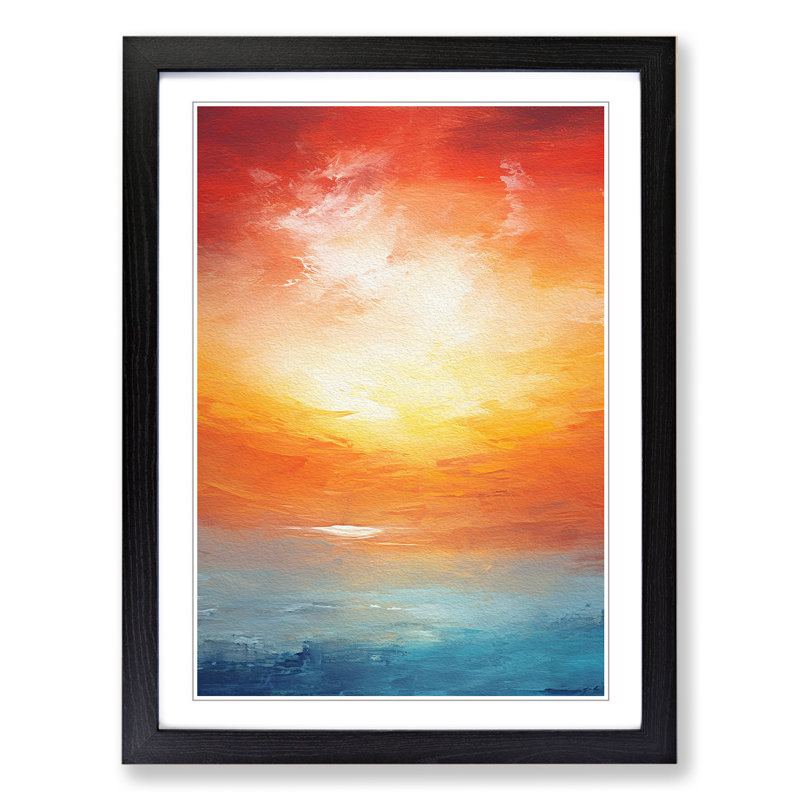 Sunset Abstract No.3 - Single Picture Frame Print on Wood, 46cm H x 34cm W x 2cm D, Black