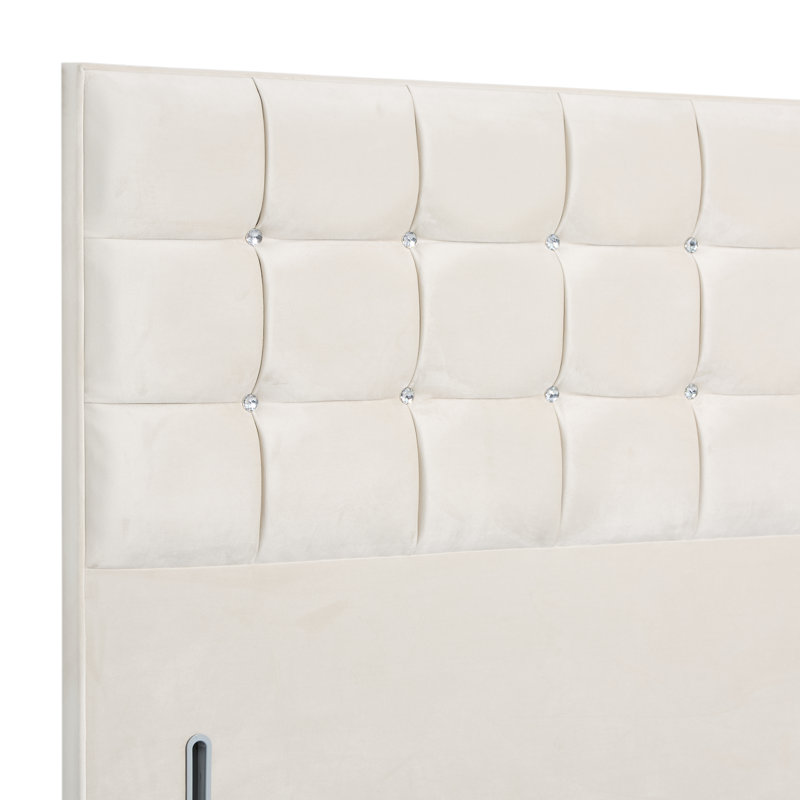 Glamour Upholstered Headboard, Double (4'6'), Plush Cream, Velvet