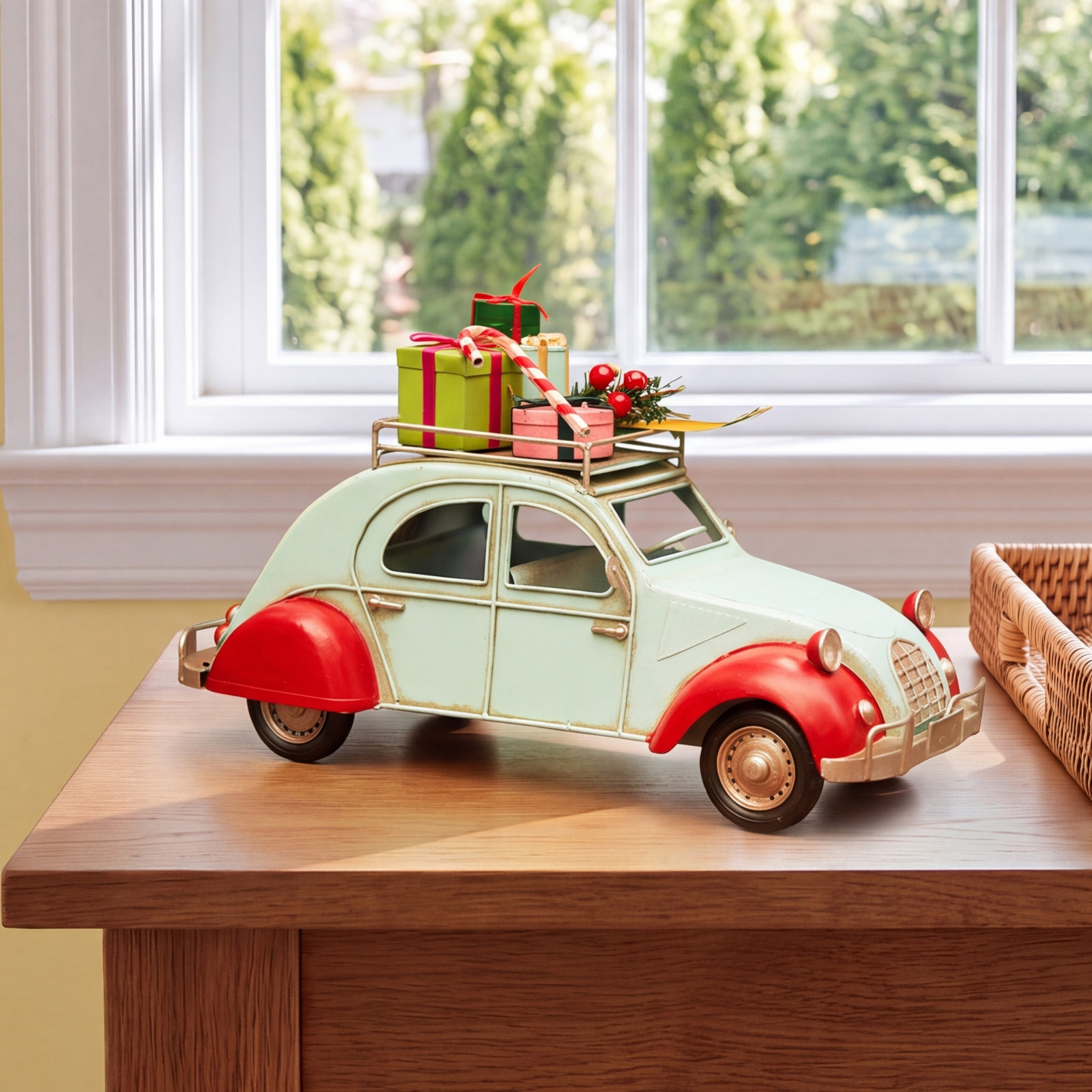 14" Red & Blue Buggy with Christmas Gifts