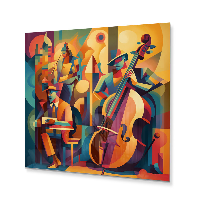 Jazz Band Performance I, guitare, impression sur métal, H 16 po x l 16 po x P 1 po