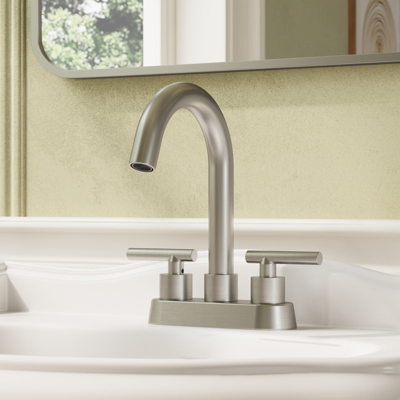 Robinet de salle de bain à ensemble central avec drain, robinet à 2 poignées , Nickel brossé