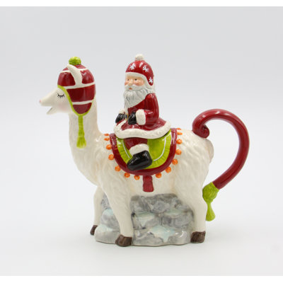 Ceramic Llama with Santa Teapot