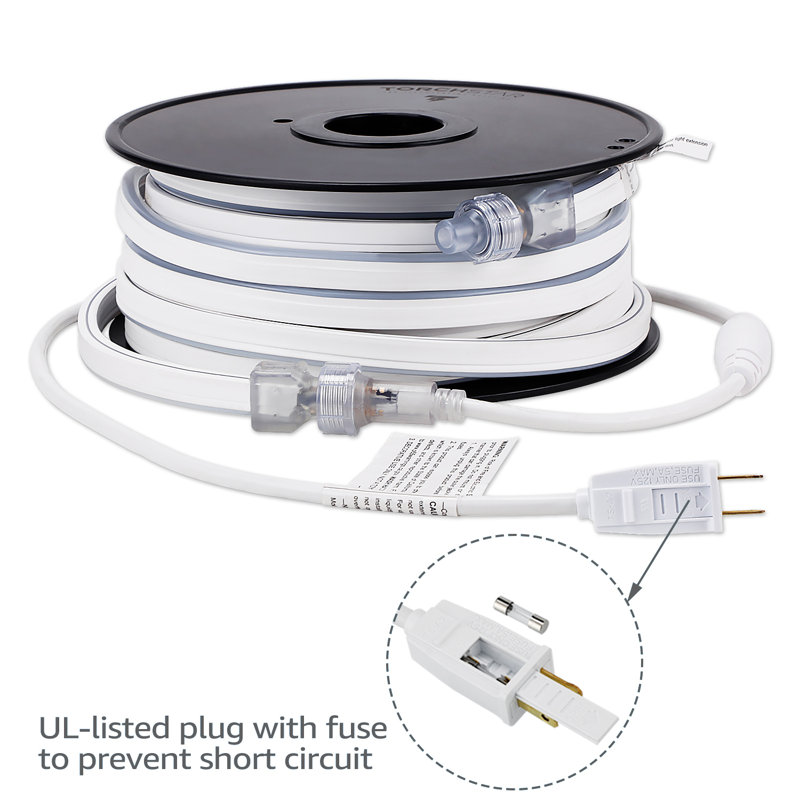 Commercial Grade Plug-in Neon LED Rope Lights IP67 Waterproof, Amber