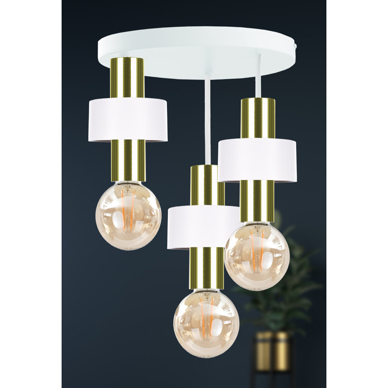 Berndien Semi Flush Mount, White/Green