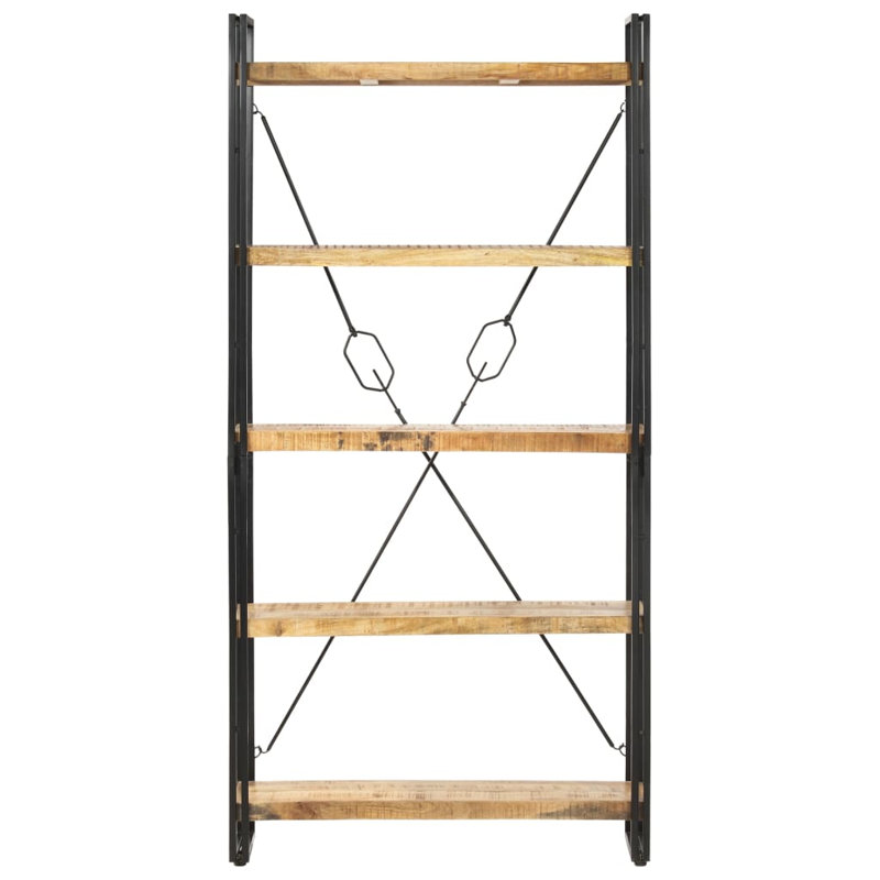 Bibliothèque en bois de manguier massif, Naturel, H 70,87 po x l 35,43 po x P 11,81 po