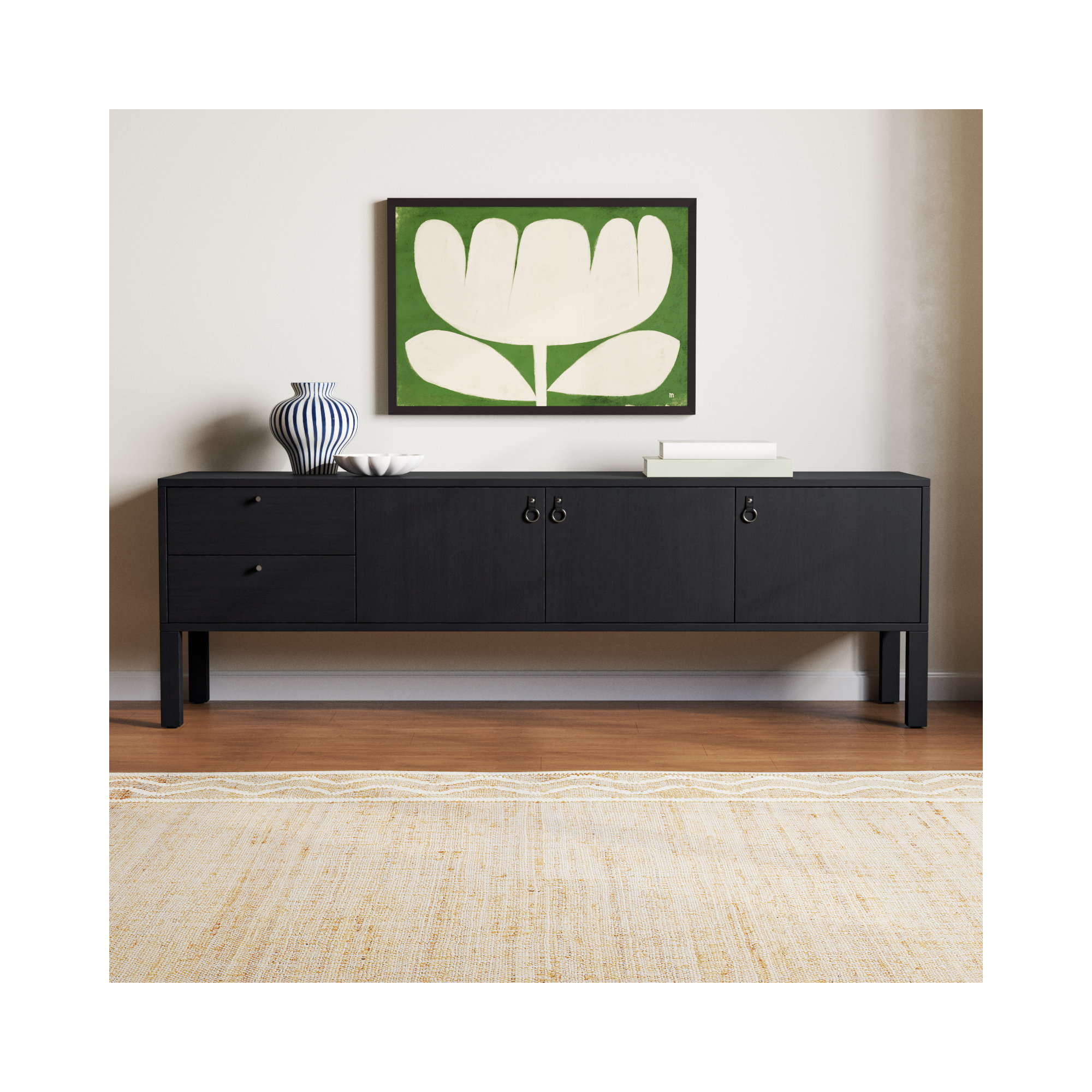Kenzie 80'' Media Console, Black Wash Poplar