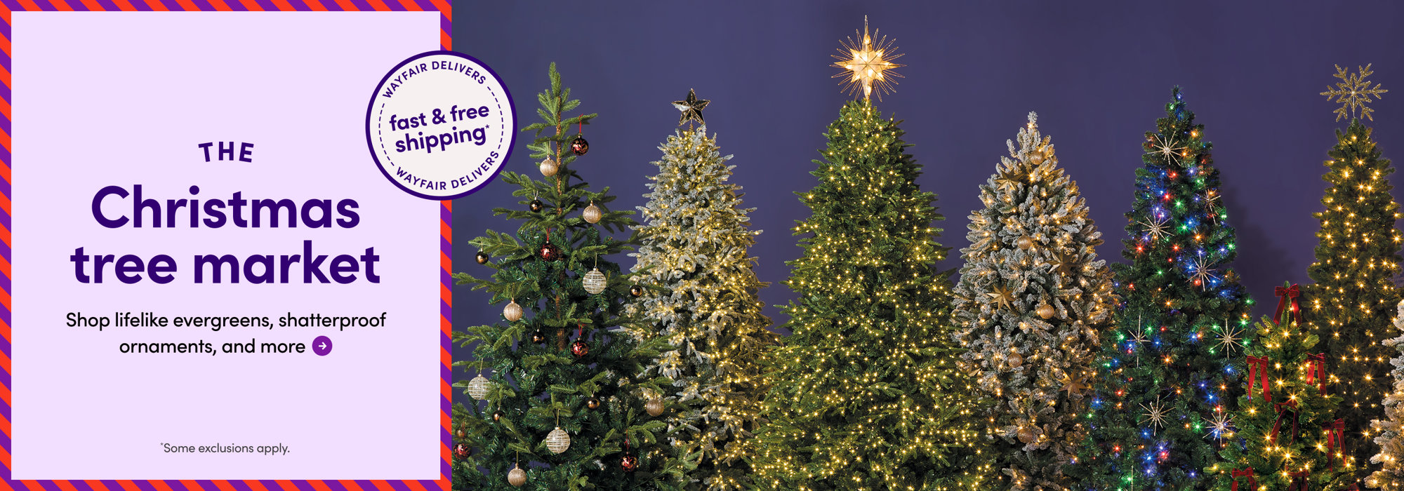 The Christmas tree market: Shop a variety of pre-lit, flocked, and decorated Christmas trees with fast and free shipping. Some exclusions apply.