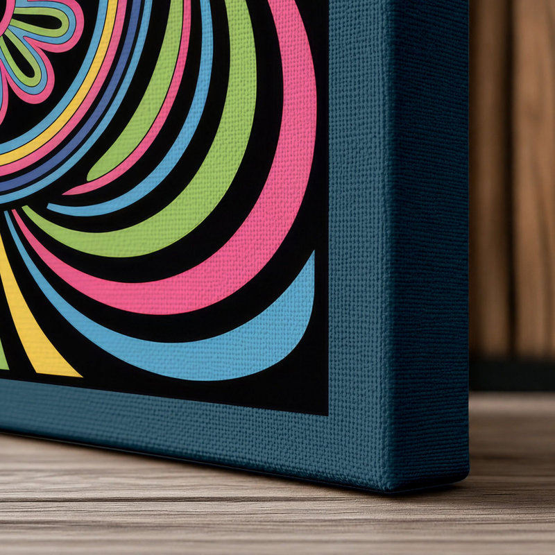 Mandala Hand Geometric - Wrapped Canvas, 18x12 - 45.7 x 30.5 cm, Teal Border