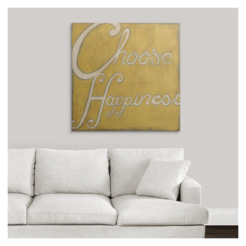 Gelilah, art textuel «Choisir le bonheur», H 35 po x l 35 po x 1,5 po, Toile
