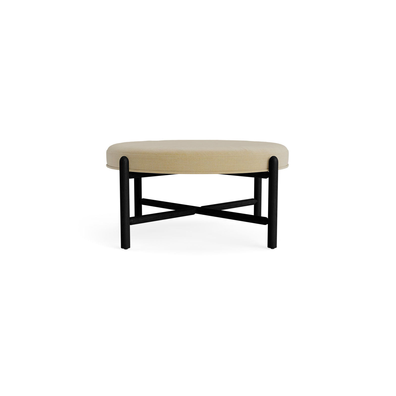 Vane 36" Round Ottoman, Black, Khaki