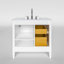 Ensemble de meuble-lavabo autoportant 36 po Alexxis blanc mat avec plateau en marbre de Carrare-271474572
