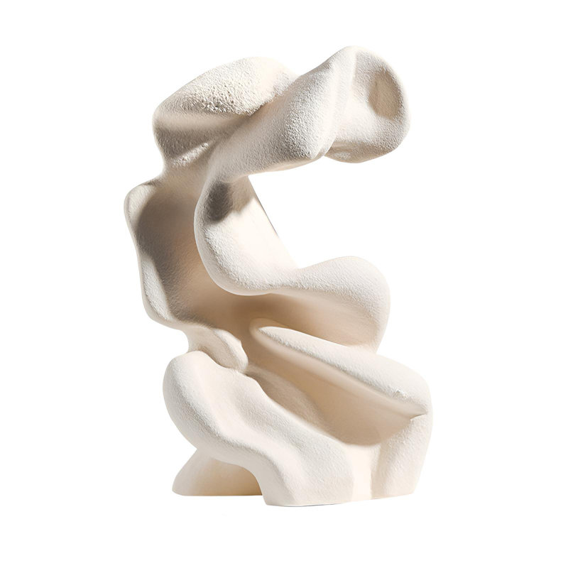 Élégante sculpture abstraite en céramique blanche