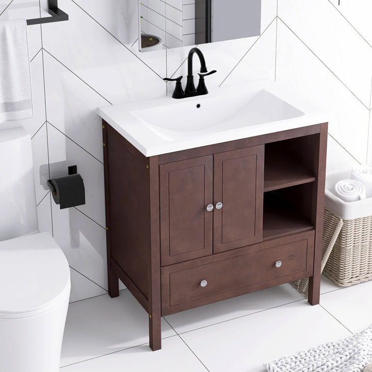 Ronning 30 Bathroom Vanity with Single Sink-Combination Under Counter Sink and Storage Cabinet Vanity Winston Porter Base Finish: White