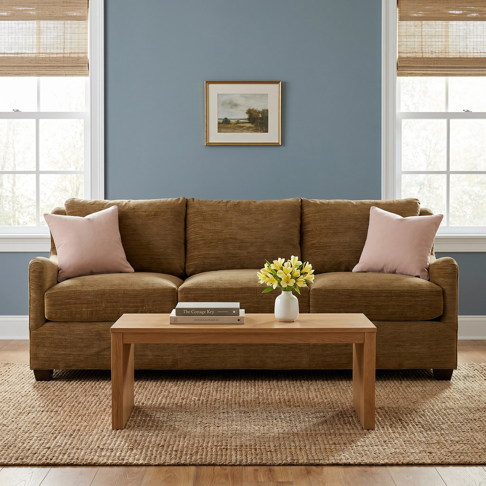 Odette 92'' Upholstered Sofa, Lullaby Gold