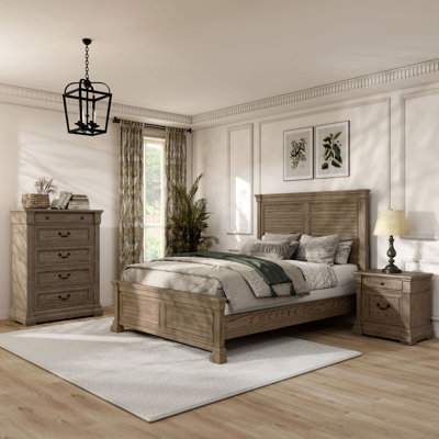 Ensemble de chambre à coucher 3 pièces Laniel (1 lit + 1 table de chevet + 1 commode)