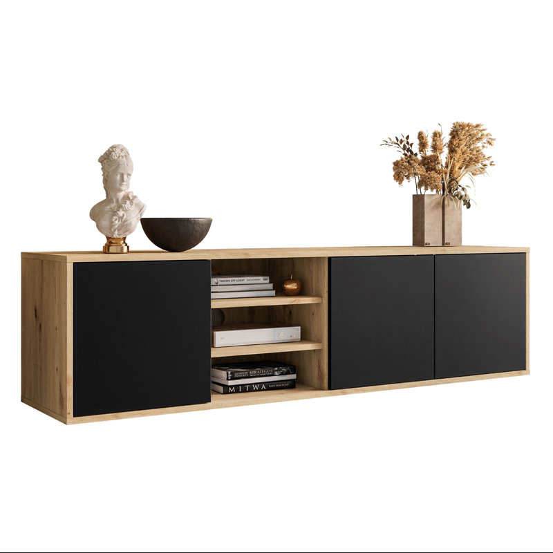 Jaques TV Stand for TVs up to 65", Black/Artisan Oak
