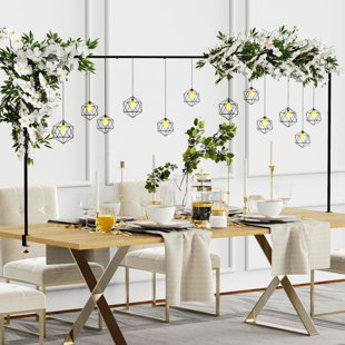 Porte-tringle au-dessus de la table avec pinces de 13 à 42 po de hauteur et de 29 à 98 po de longueur, arche de table réglable en métal pour la fête d'anniversaire de mariage, décoration de Noël