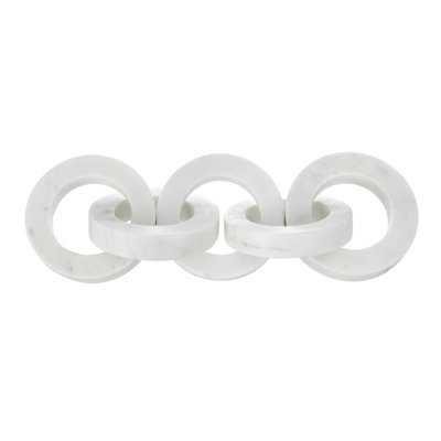 17.5x4" 5 Link White Marble Chain Sculpture