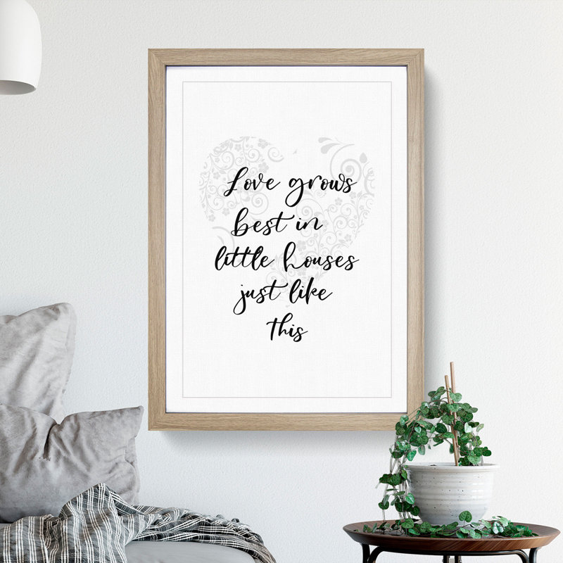 Love Grows Best - Picture Frame Typography, 65cm H x 48cm W x 2cm D, Oak Framed