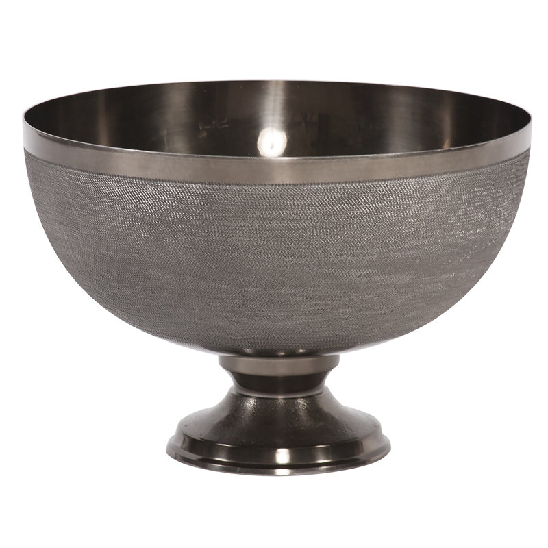 Banjarmasin Metal Decorative Bowl 1, Black, 8" H x 12" W x 12" D