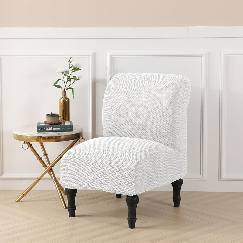Housse pour fauteuil sans accoudoirs - Blanc - Extensible, amovible, spandex, protecteur de meubles