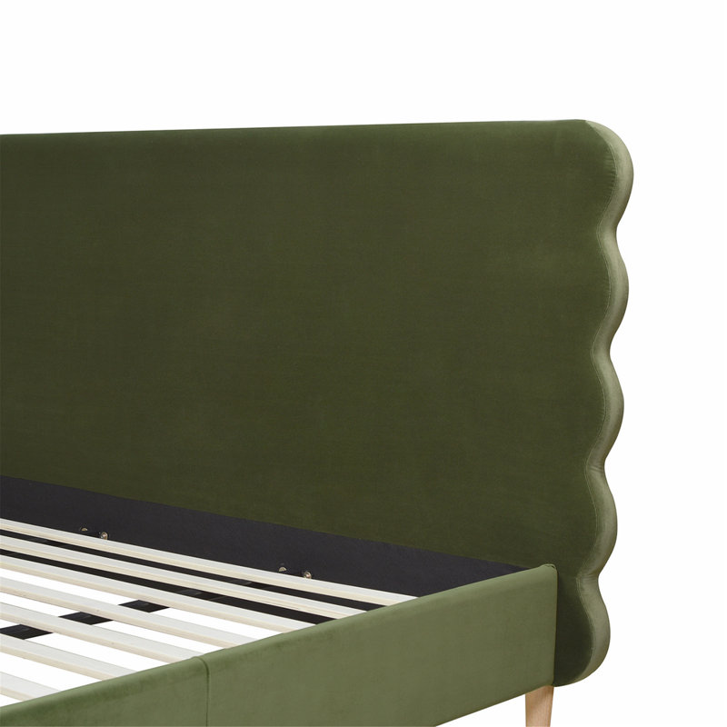 Lit tapissier Henley, Velours vert olive, Très grand
