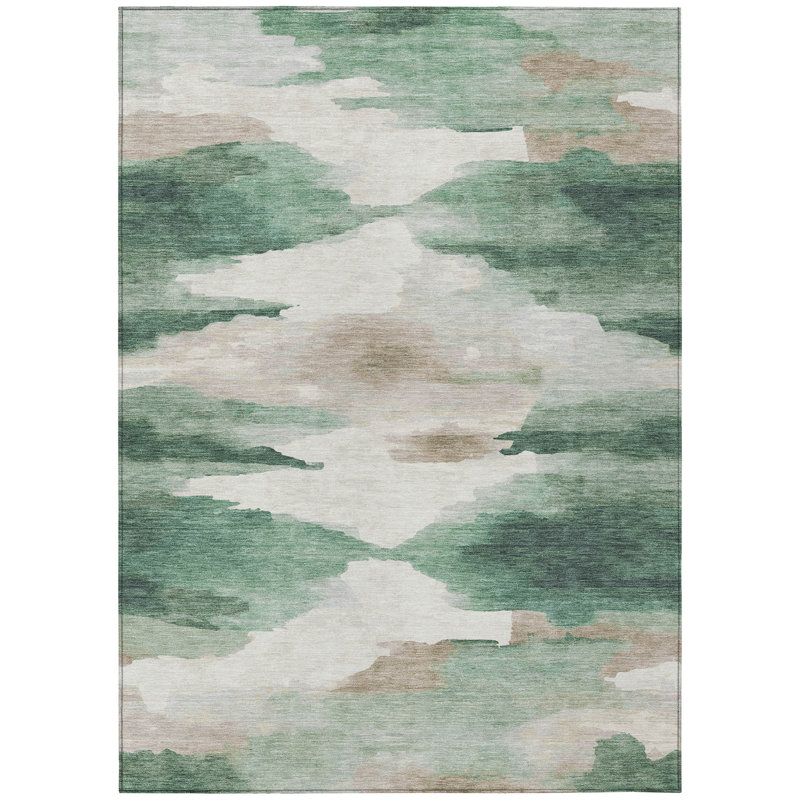 Machine Washable Indoor/Outdoor Millner ACN2259 Swirls Rug, Rectangle 8' x 10'