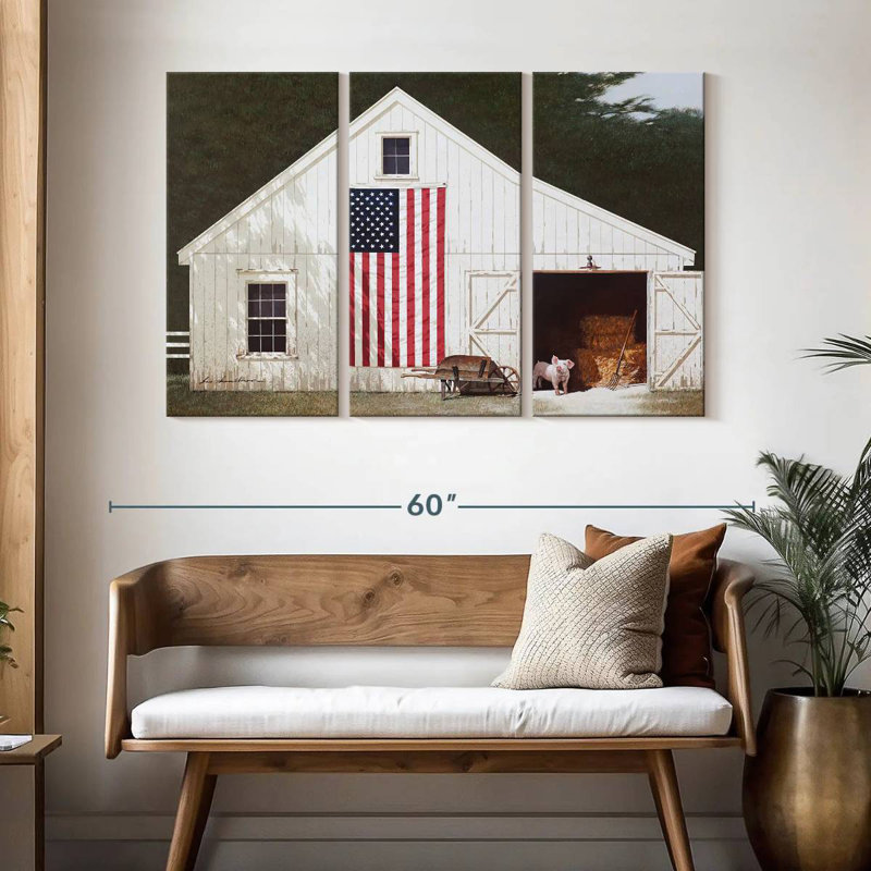 Lilie Barn With Piglet, 32" H x 50" W