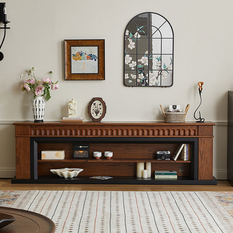 Foyer en bois massif noyer, H 23,62 po x l 78,74 po x P 11,02 po