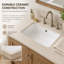 Lavabo de salle de bain encastrable 18 po x 12 po avec trop-plein, lavabo rectangulaire en céramique pour meuble-lavabo, lavabo à glacis ultrabrillant-126170525
