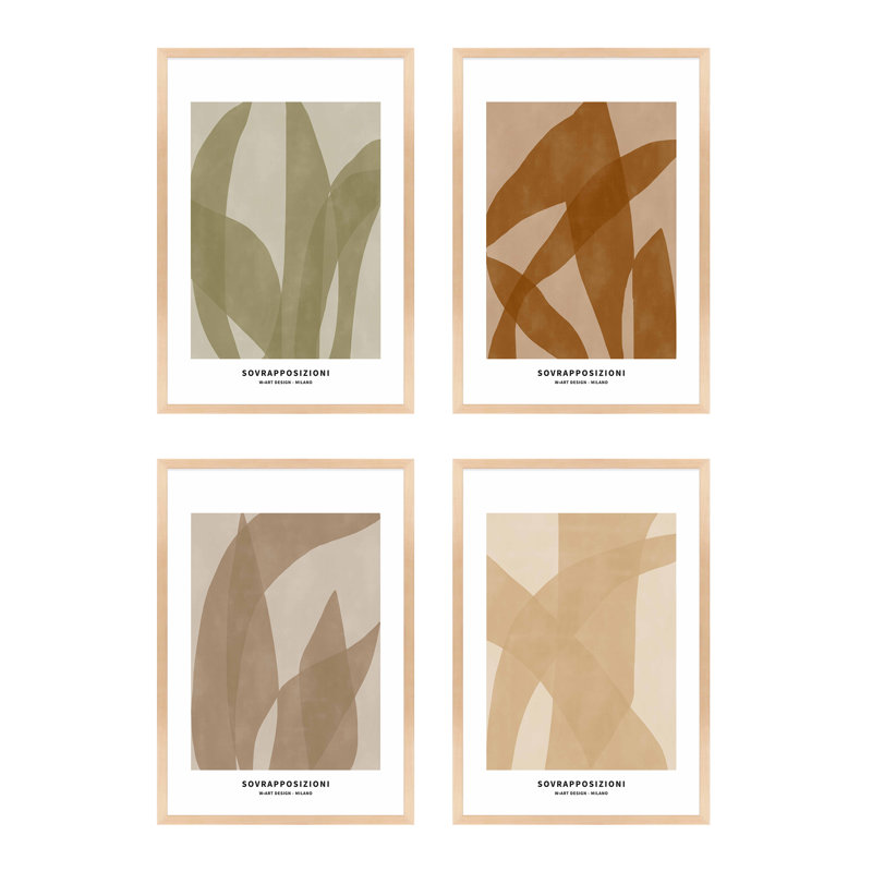 Zabini, impression encadrée sur papier 4 pièces, H 20 po x l 14 po x P 1,25 po, Érable