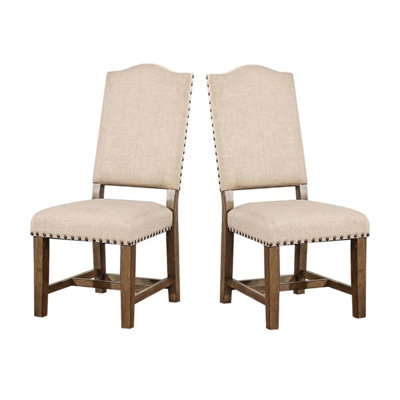 Chaises de salle à manger formelles 2 pièces Chaises d'appoint en tissu beige à garniture cloutée