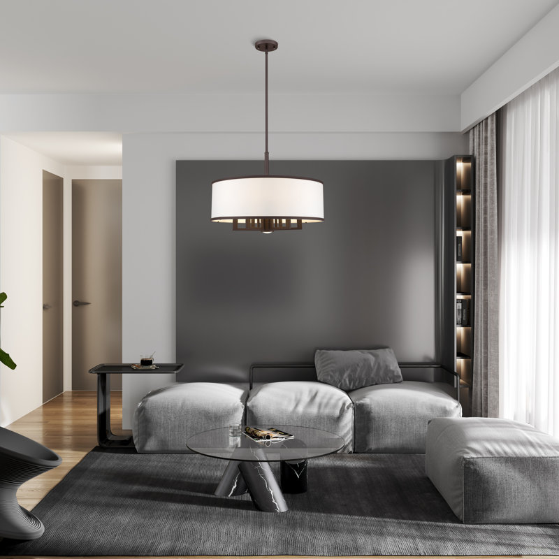 Berthine 7 - Light Dimmable Drum Chandelier, Bronze