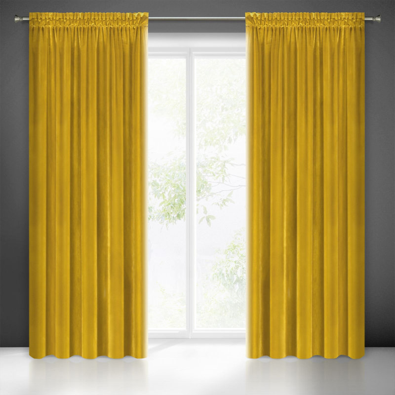 Emre Slot Top Blackout Curtain, Width 140 x Drop 270 cm, Mustard