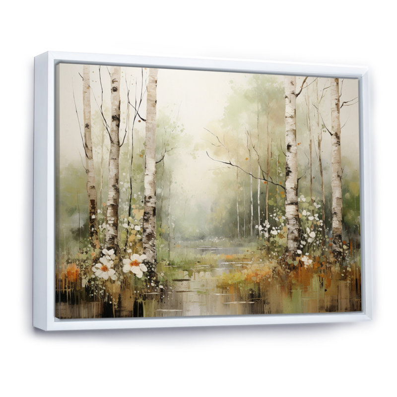 «Blumefeld Minimalisme Forest Woods II», reproduction d'art sur toile, H 24 po x l 32 po, Cadre flottant blanc
