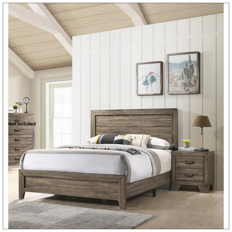Transitional 2-Drawer Nightstand With Metal Hardware, Rustic Gray Finish, Perfect For Modern And Rustic Bedrooms