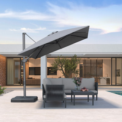 8' x 10'  Rectangular 360° Rotation Swivel Left-right Tilt Cantilever Umbrella with 360-degree Rotation