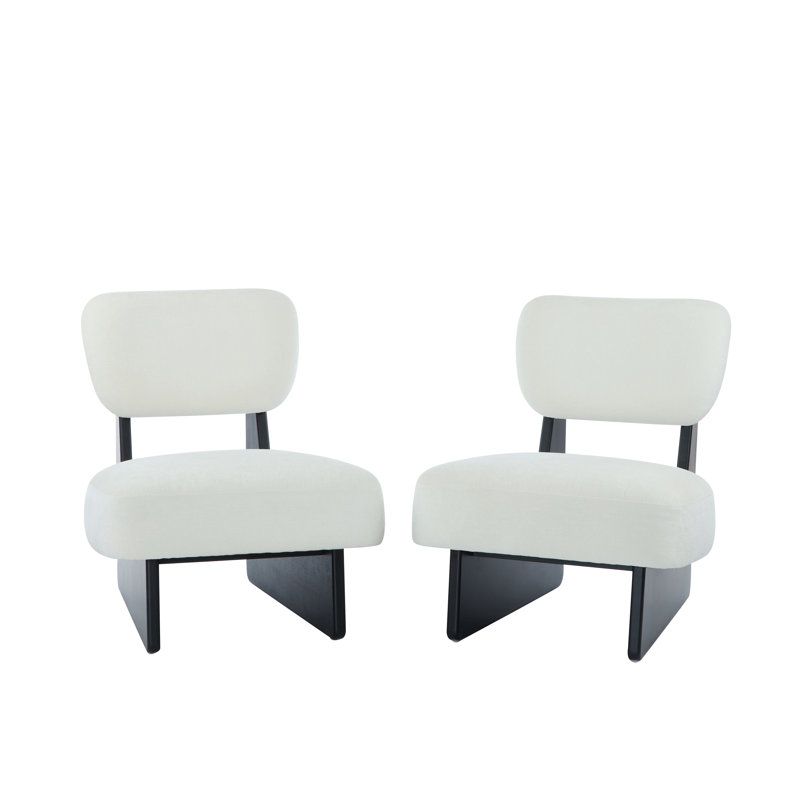Vierra Fabric Upholstered Accent Chairs, Black, White