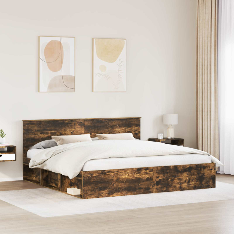 Solid Wood Bed Frame, Super King (6'), Smoked Oak