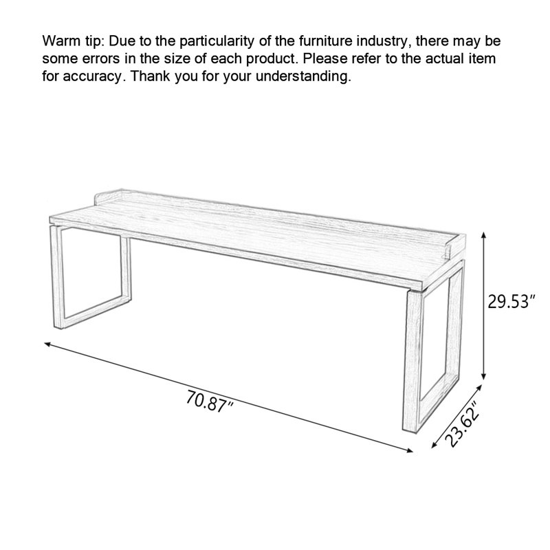 Rectangular Solid Wood Writing Desk, 29.53" H x 70.87" W x 23.62" D
