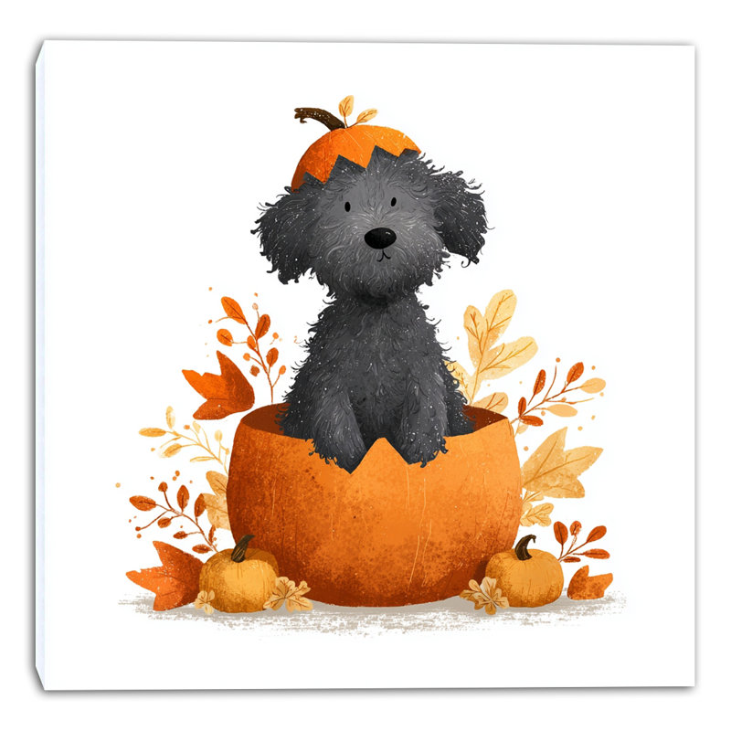 «Pumpkin Dog Charm», art mural sur toile tendue